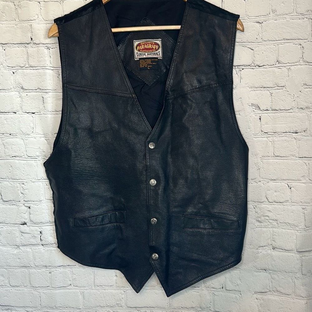 Vintage Paragraff Clothing Co. Mens Leather Vest Snap Closure size‎ Large